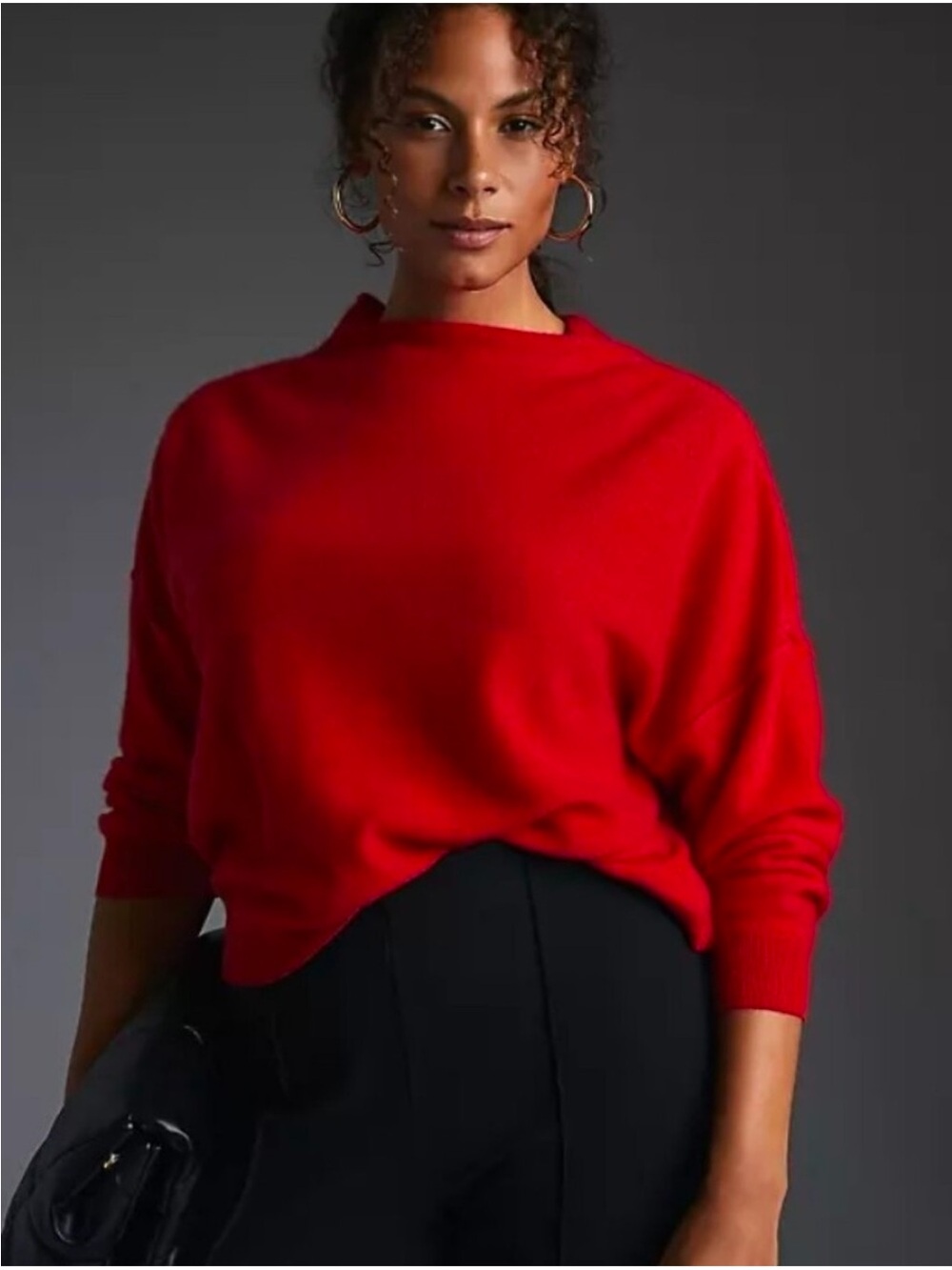 Anthropologie Pilcro Women’s Alani 100% Cashmere Mock Neck Sweater Size M Red